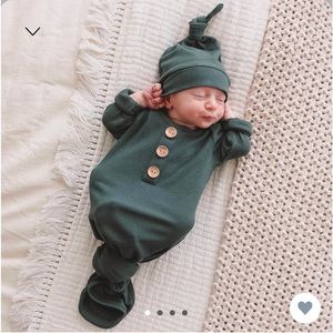Forest Green Caden Lane knotted gown & Hat